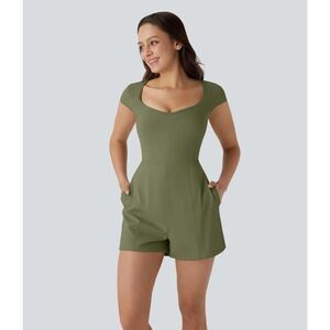 Halara Cool Touch Yoga Romper-Easy Peezy, Loden Green! Nwot! Size XL